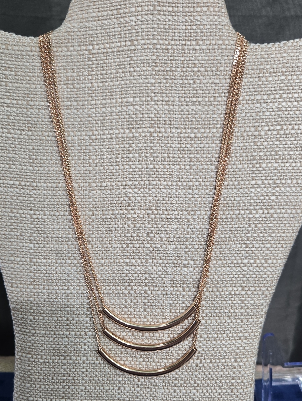 Fossil Gold Layered Triple Bar Necklace
